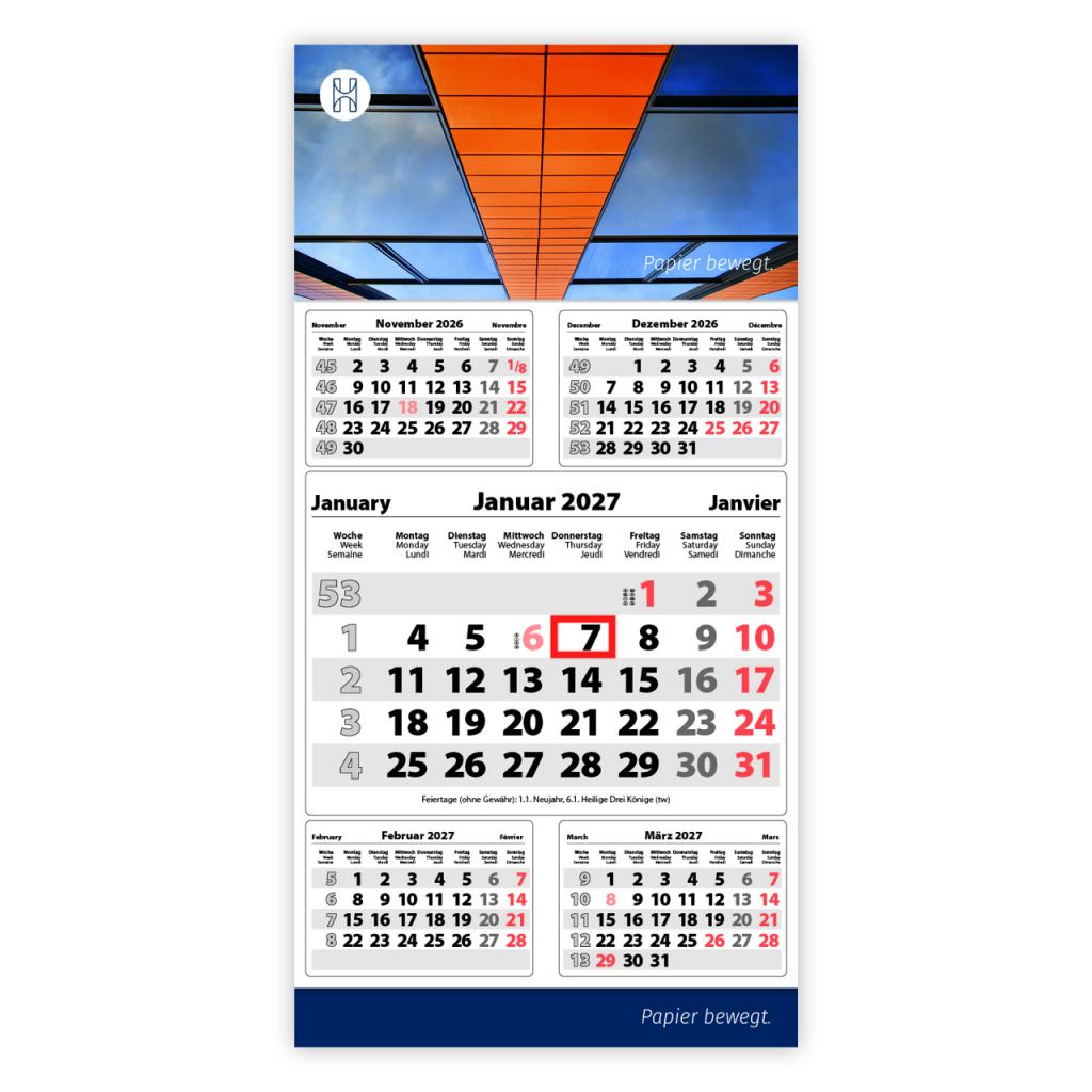 Produkte - 5-Monats DIN A3 Kalender "Five" - Kalender Din A3